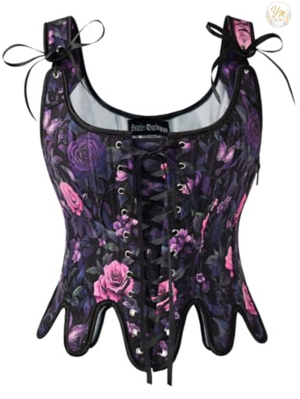 Floral Renaissance Corset Top Bustier Bodice with Plastic Boning